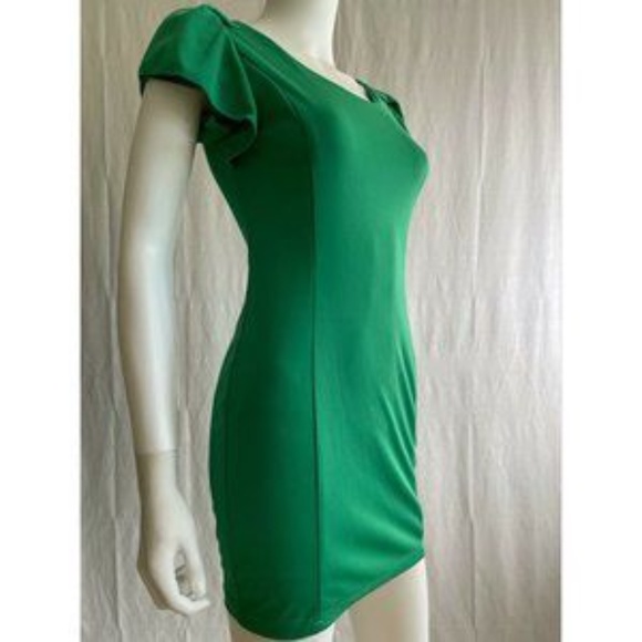 Women's Dress Mini Party Cocktail Green Round Neck - Picture 5 of 11